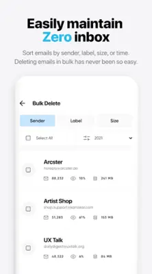 Instaclean - Clean your Inbox android App screenshot 2